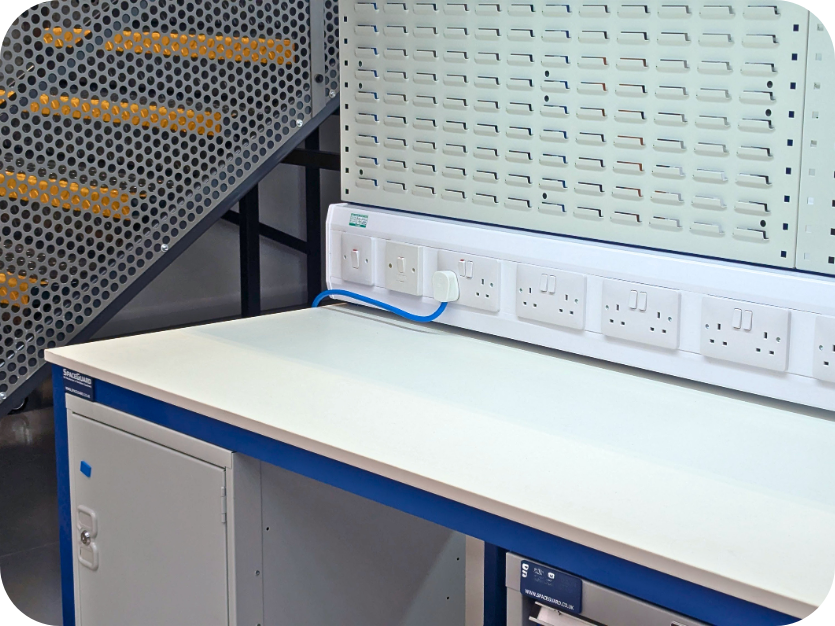 packing bench with sockets