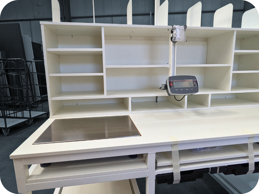 packing bench with scales
